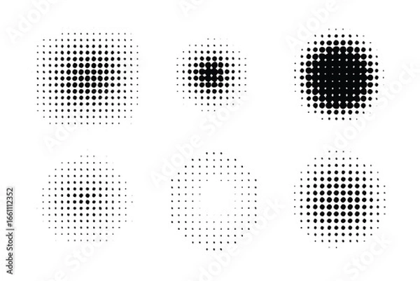 Fototapeta Vector Halftone Texture Set. Gradient Dot Patterns and Abstract Retro Overlays