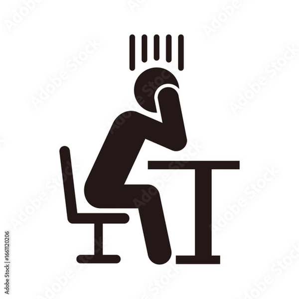 Obraz 頭を抱える人のピクトグラムアイコン