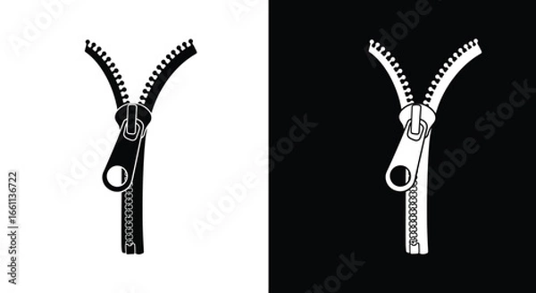Fototapeta Black and White Zipper Split Design