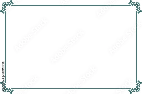 Fototapeta Oriental Frame Design Traditional Chinese Style Border with Geometric Corner Ornament. Lines Green Isolated. 828