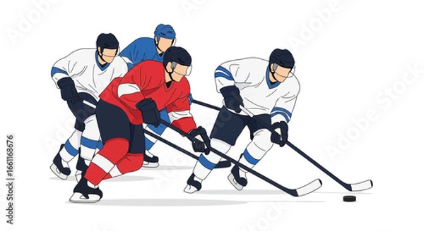 Obraz Dynamic depiction of hockey players advancing during a game moment action