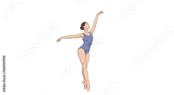 Obraz Graceful ballerina in poised arabesque position against a stark white scene