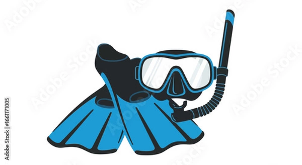 Obraz Snorkeling gear graphic illustration for swimming, diving and fun summer activities