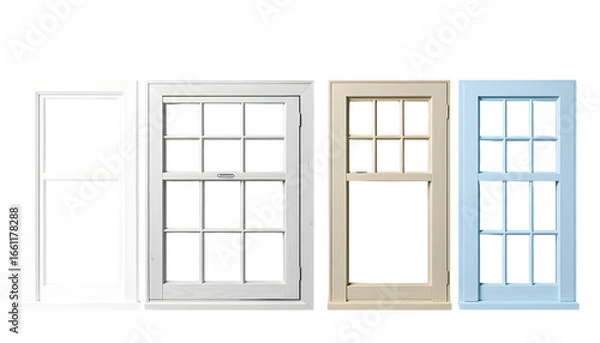 Fototapeta Collection of Four Different Window Styles with Transparent Backgrounds