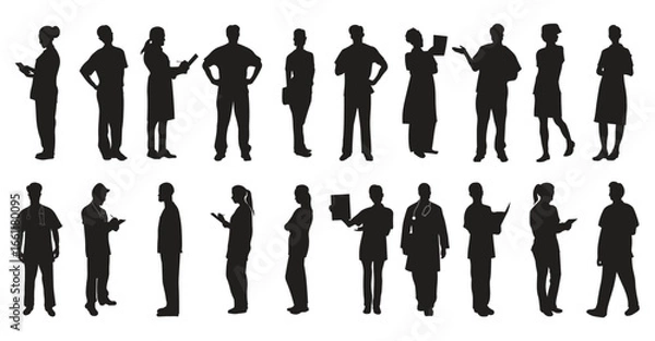 Obraz Set nurse silhouette vector illustration