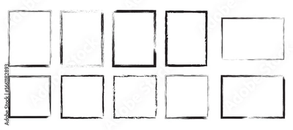 Fototapeta Set of rectangular and square grunge frames illustration 
