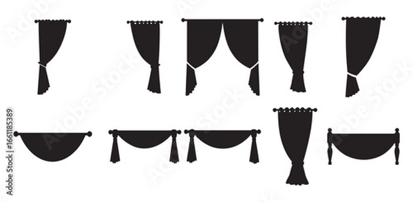 Fototapeta  chic curtains element silhouette bundle for elegant window