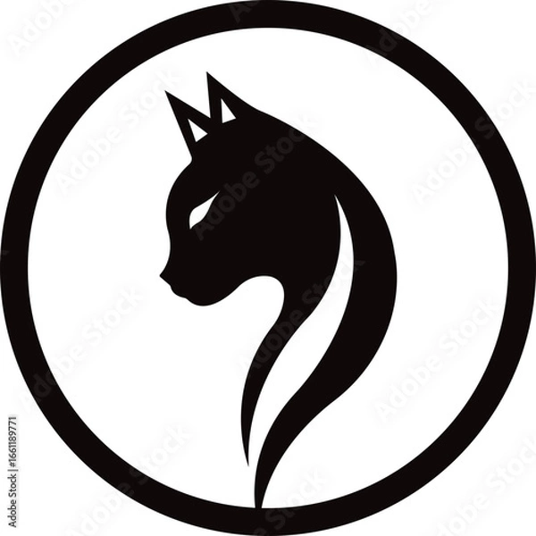 Obraz Modern Cat Head Silhouette