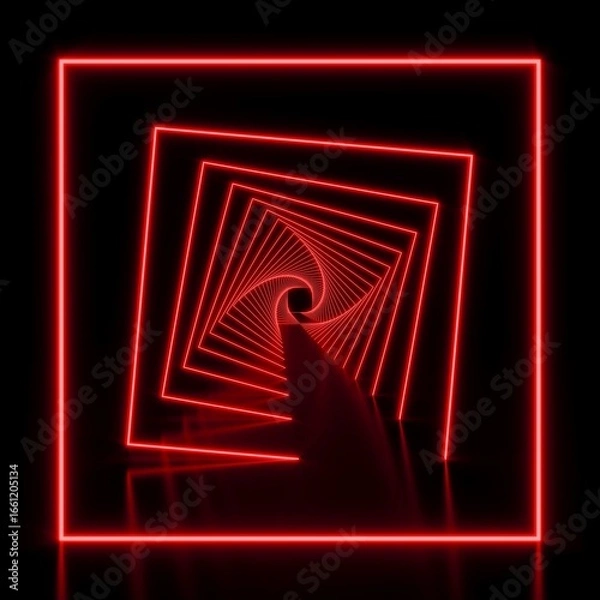 Fototapeta red modern lighting with interior empty space, 3d rendering sci-fi concept