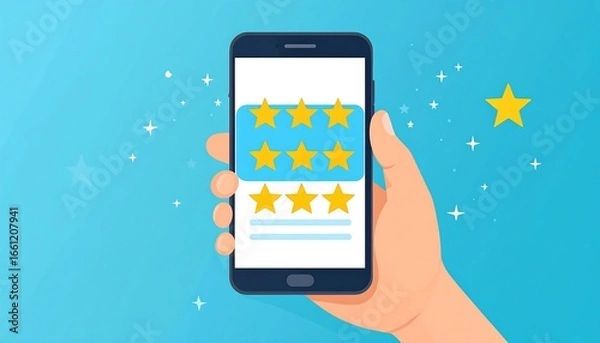 Obraz Smartphone displaying positive customer feedback