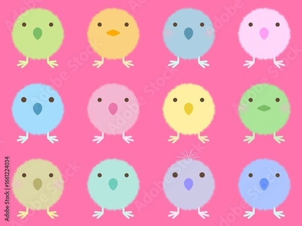 Fototapeta ヒヨコのシームレスパターン　A-3