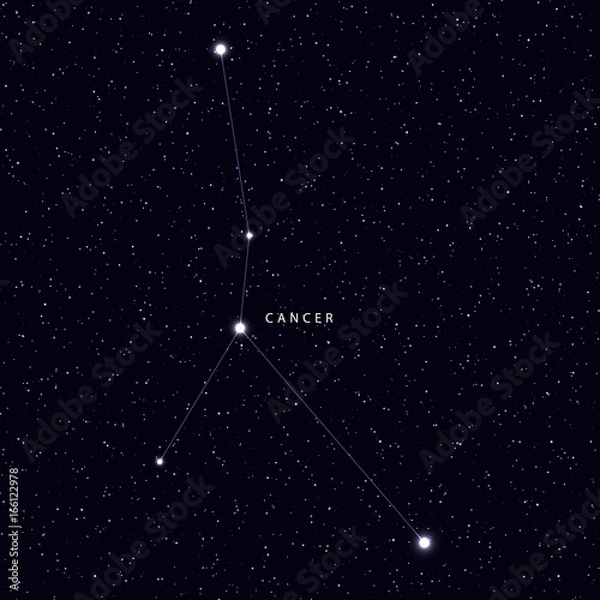Fototapeta Sky Map with the name of the stars and constellations. Astronomical symbol constellation Cancer