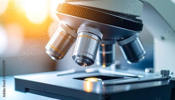 Obraz Modern microscope lens system close up