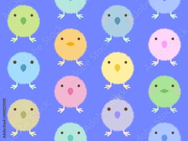 Fototapeta ヒヨコのシームレスパターン　B-4