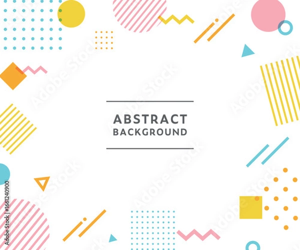 Obraz メンフィス柄・幾何学模様・抽象的な背景フレームのイラストセット　ポップ　デザイン　アブストラクト