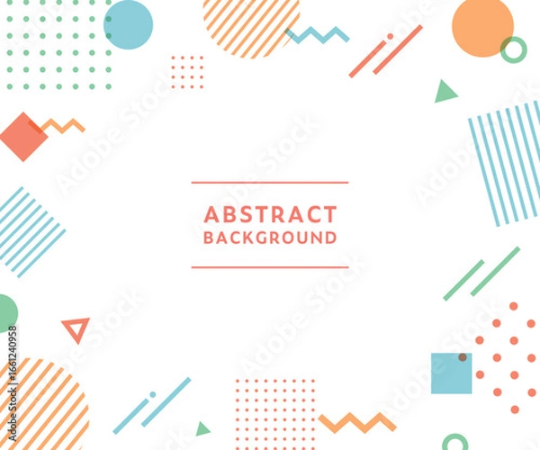 Obraz メンフィス柄・幾何学模様・抽象的な背景フレームのイラストセット　ポップ　デザイン　アブストラクト