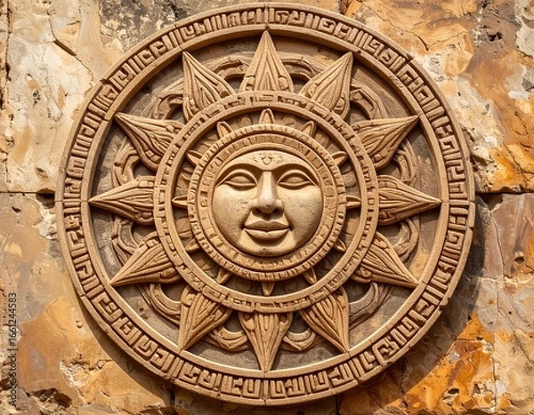 Fototapeta Aztec calendar stone background
