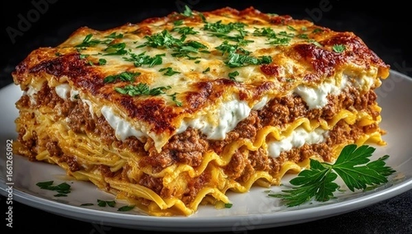Obraz A slice of lasagna on a plate