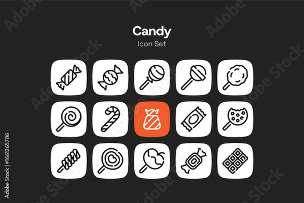 Obraz Candy outline icon design set