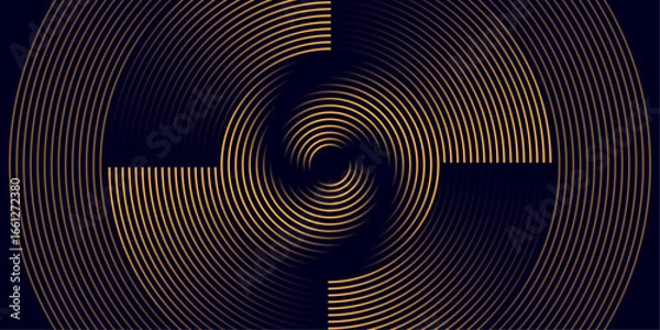 Fototapeta Abstract blue circular fractal swirl pattern with a metallic 3D tunnel effect