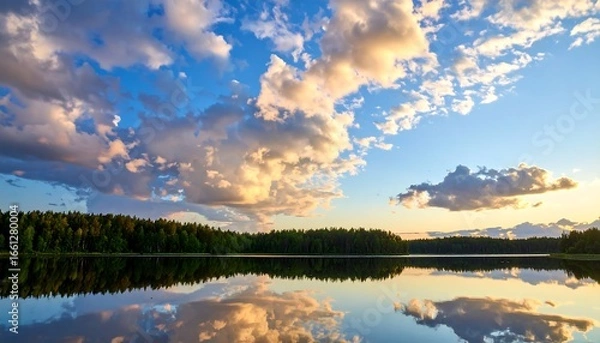 Obraz Serene sunset over calm lake