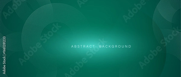 Fototapeta Abstract green background with circular wave patterns and glowing gradient, stylish and modern design for presentations, web templates, and branding projects.