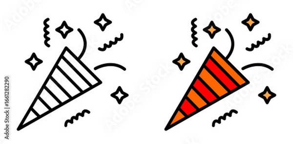 Fototapeta Line confetti exclamation icon elements. Hand drawn confetti explosion burst ray shine line icon illustration. Spark exclamation emphasis ray twinkle starburst decoration. Vector illustration.