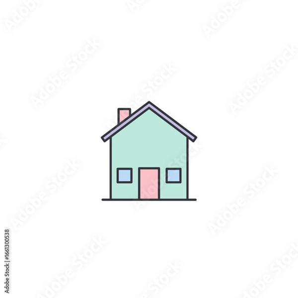 Obraz Colorful house icon with chimney, representing home, comfort, and real estate concept