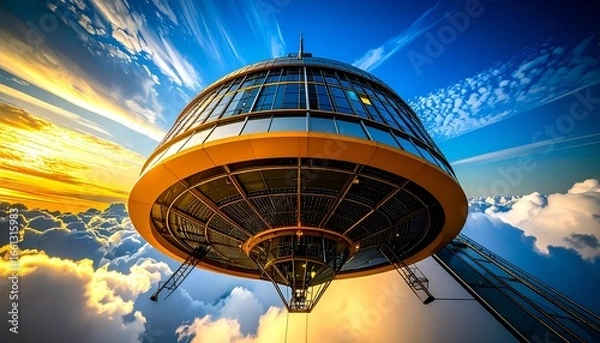 Fototapeta Innovative architecture embraces the aerial concept.  