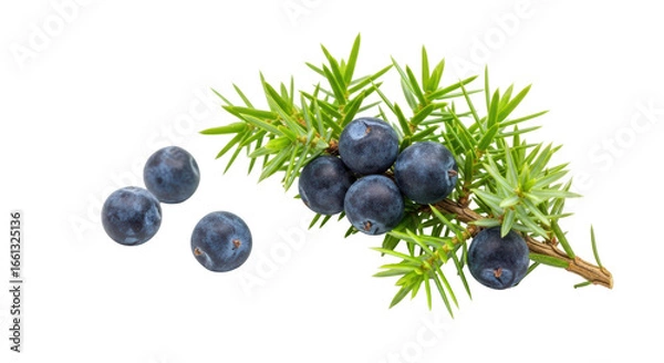 Obraz Isolated Juniper Berries with Branches