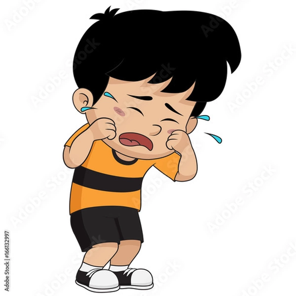 Fototapeta kid crying.vector and illustration.