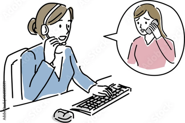 Obraz 顧客とオンラインで会話する女性オペレーター