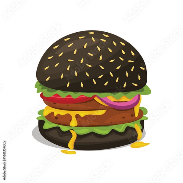 Fototapeta Burger vector set. Set of fast food illustration. Hamburger vector illustration. Fast Food Icons Set. Burger illustration. cheese burger illustration