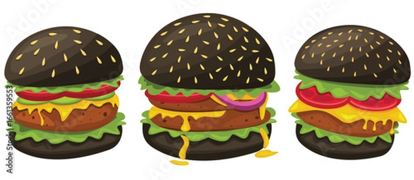 Fototapeta Burger vector set. Set of fast food illustration. Hamburger vector illustration. Fast Food Icons Set. Burger illustration. cheese burger illustration
