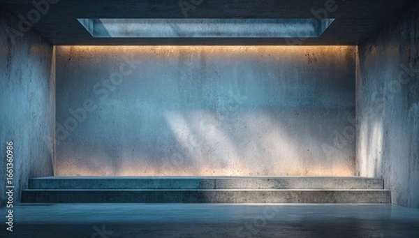 Fototapeta Empty concrete platform illuminated by soft light.