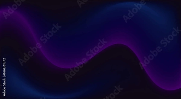 Fototapeta Abstract wavy gradient of purple and blue colors against a dark background.