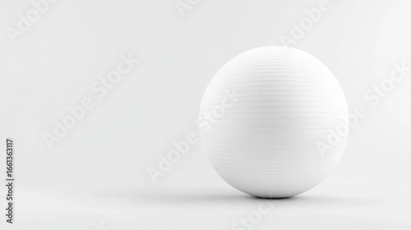 Fototapeta White egg-shaped object on plain white background in studio