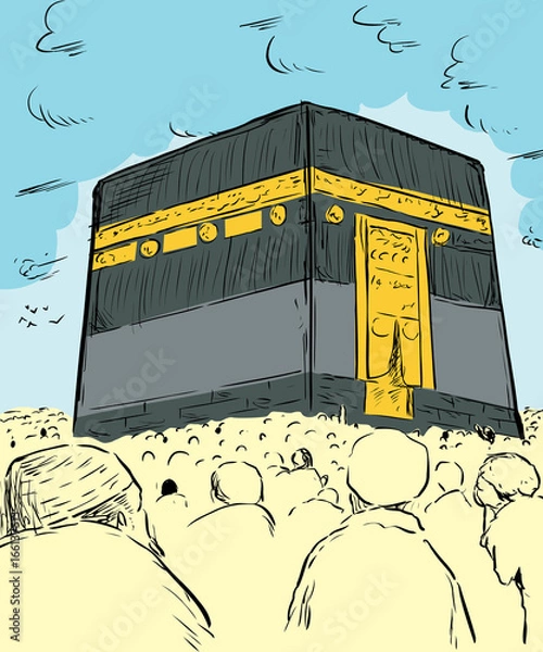 Fototapeta Crowds of people around the Kaaba in Mecca