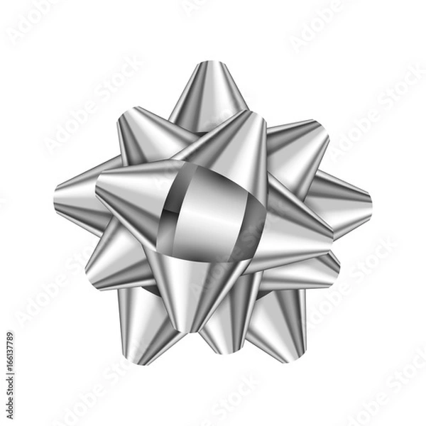 Obraz Silver holiday bow on white background