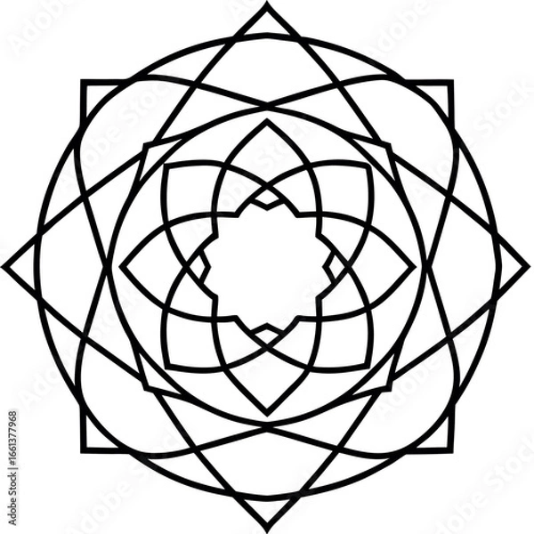 Fototapeta Geometric Circle Mandala Line Art Coloring Page