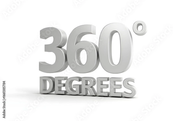 Obraz 3D render of the words '360 degrees' in white, representing a full circle.