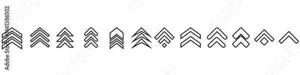 Fototapeta Swipe up, set of buttons for social media. Black arrows, buttons and web icons for advertising and marketing in social media application. Scroll.