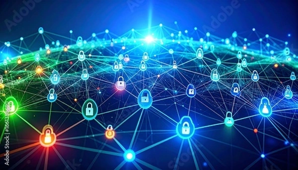 Fototapeta Global network security technology illustration