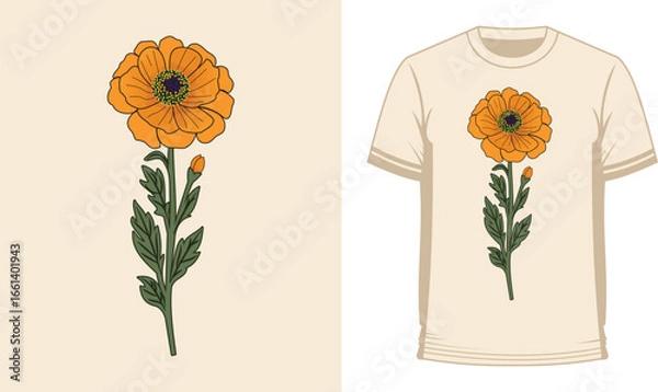 Fototapeta Marigold Flowers T-Shirt Design