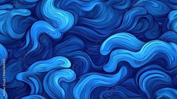 Obraz Abstract blue liquid swirls seamless pattern background.