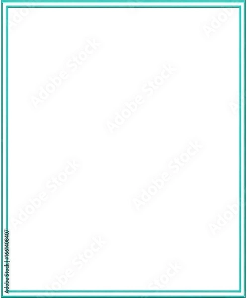 Fototapeta Blank white square with teal double border