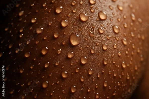 Obraz Macro close-up of sweat drops on athlete’s skin, high detail texture, perfect for fitness, sports, training, workout, and athletic performance design concepts
