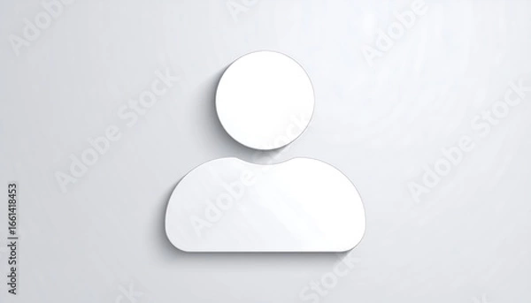 Fototapeta White User Icon on Light Gray Background