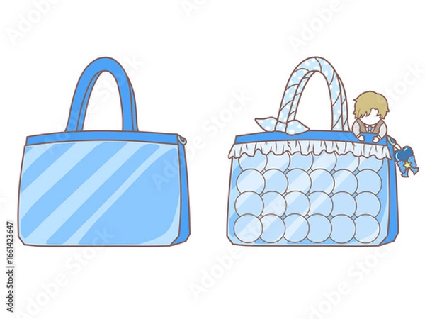 Obraz 痛バ（痛バッグ）装飾前後のイラスト　青