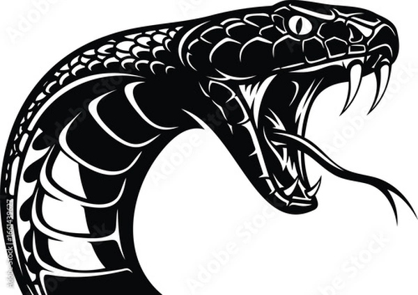 Fototapeta Simple cobra snake head silhouette, vector